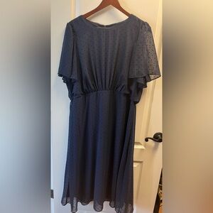 Lane Bryant Size 18 Blue Dress with Black Polka Dots